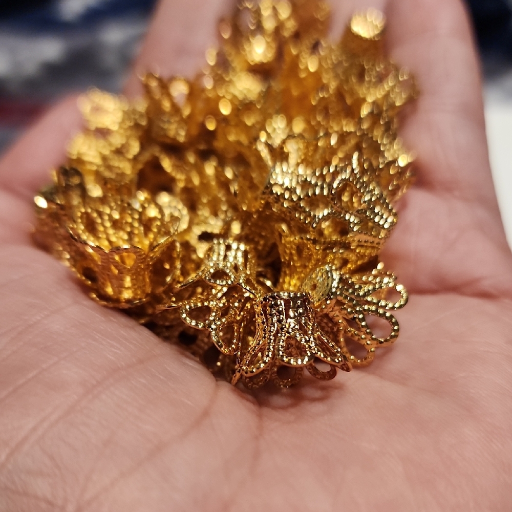 Gold Filigree Bead Caps